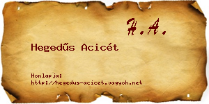Hegedűs Acicét névjegykártya